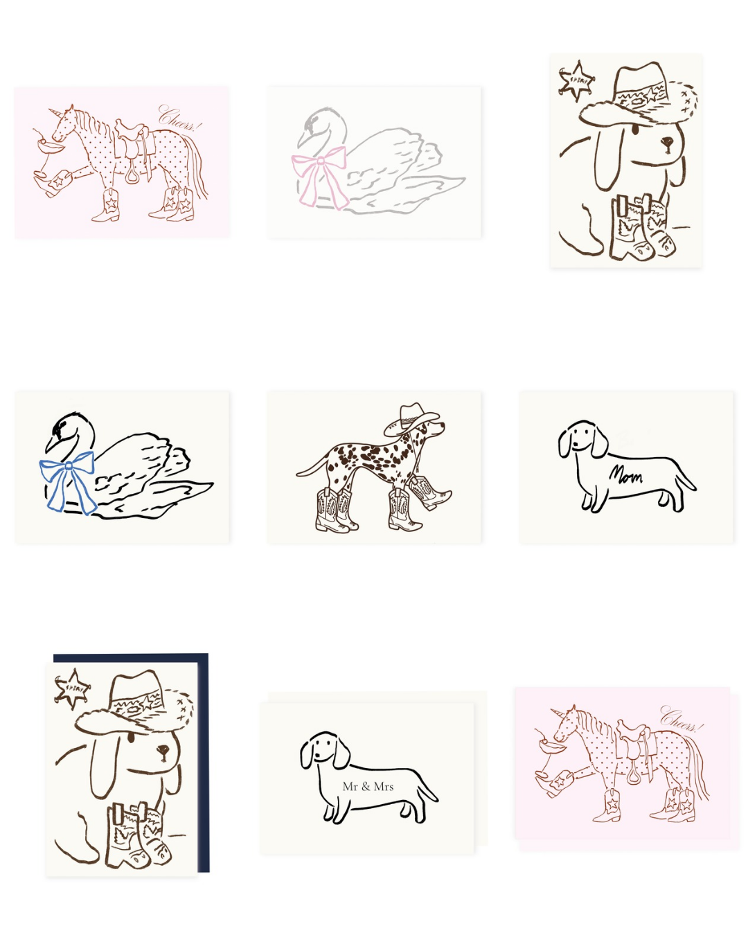 Card set (60× postcards / 30× folded cards) animal motifs