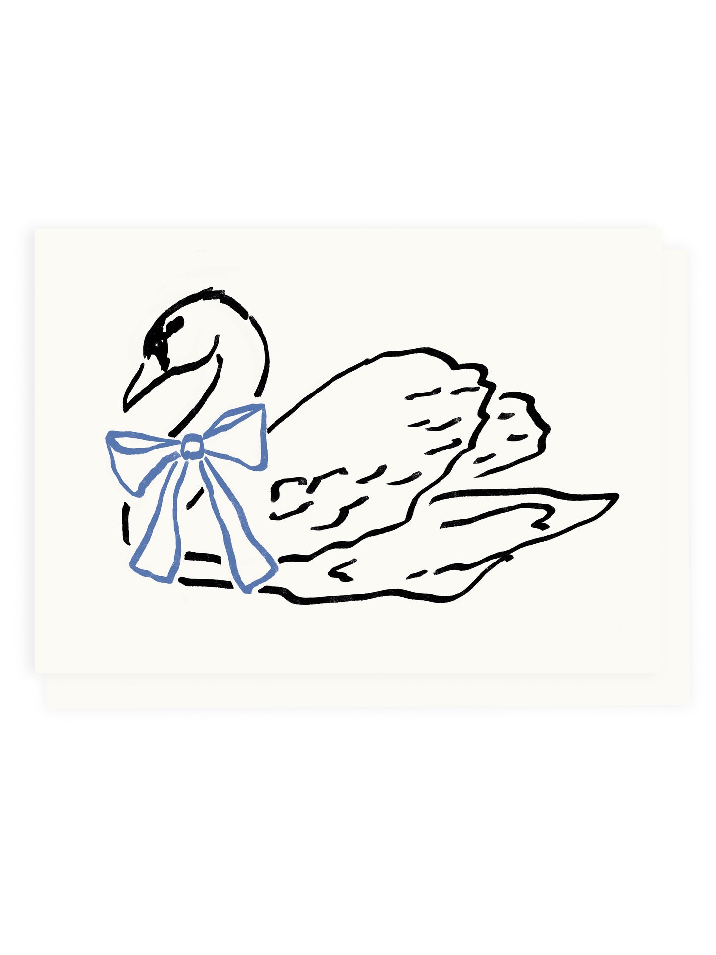 Klappkarte Schwan mit Blauer Schleife (Risographie)