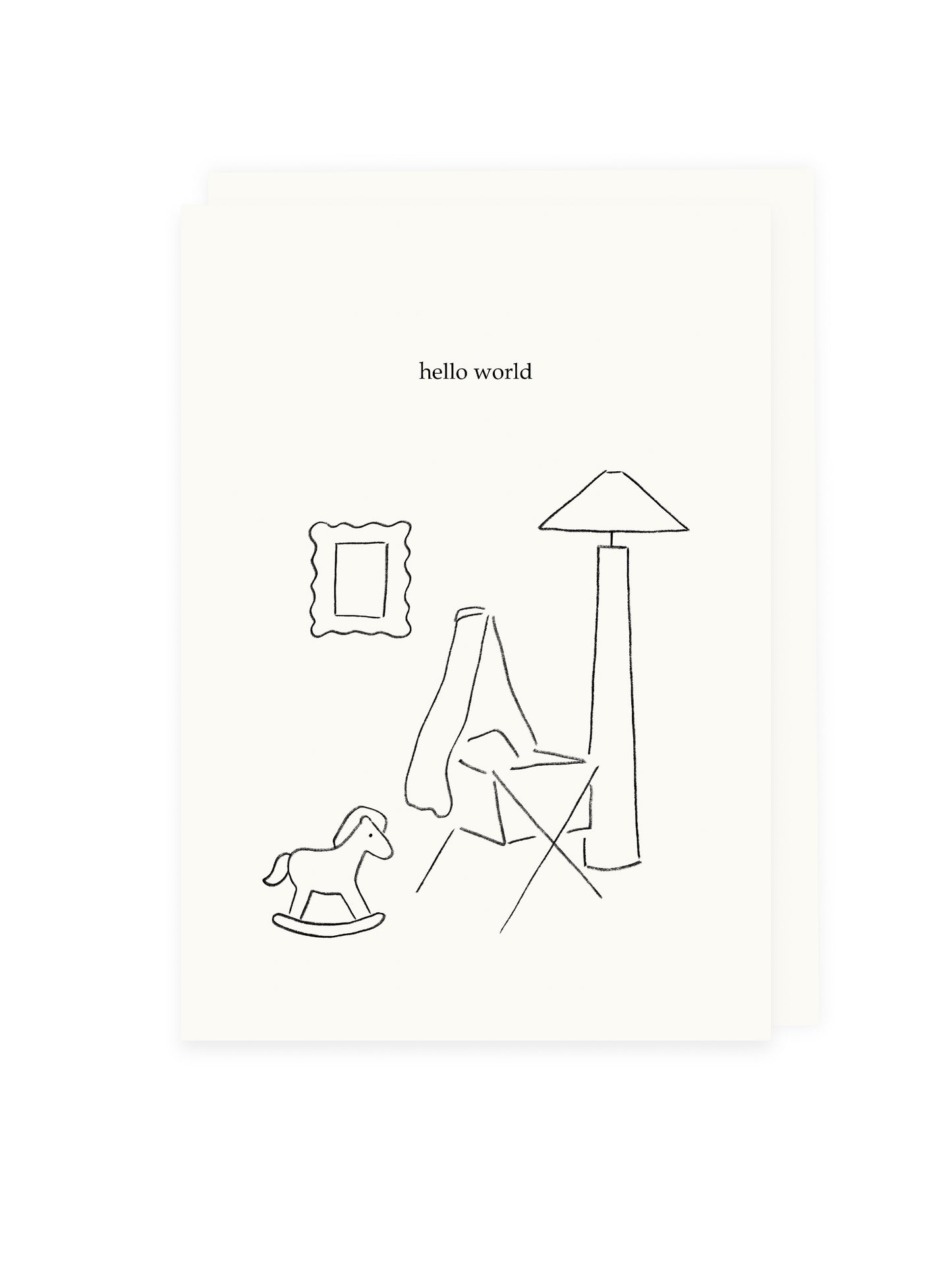 Klappkarte 'hello world' Beige Kuvert (Risographie)