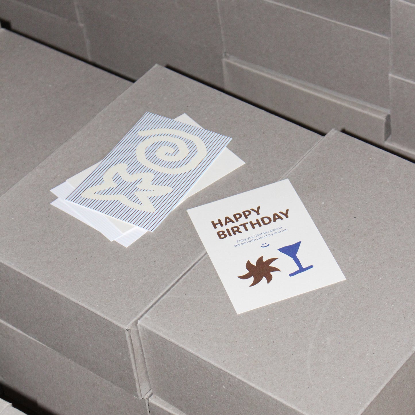 Postkarte Seestern Gelb Blau