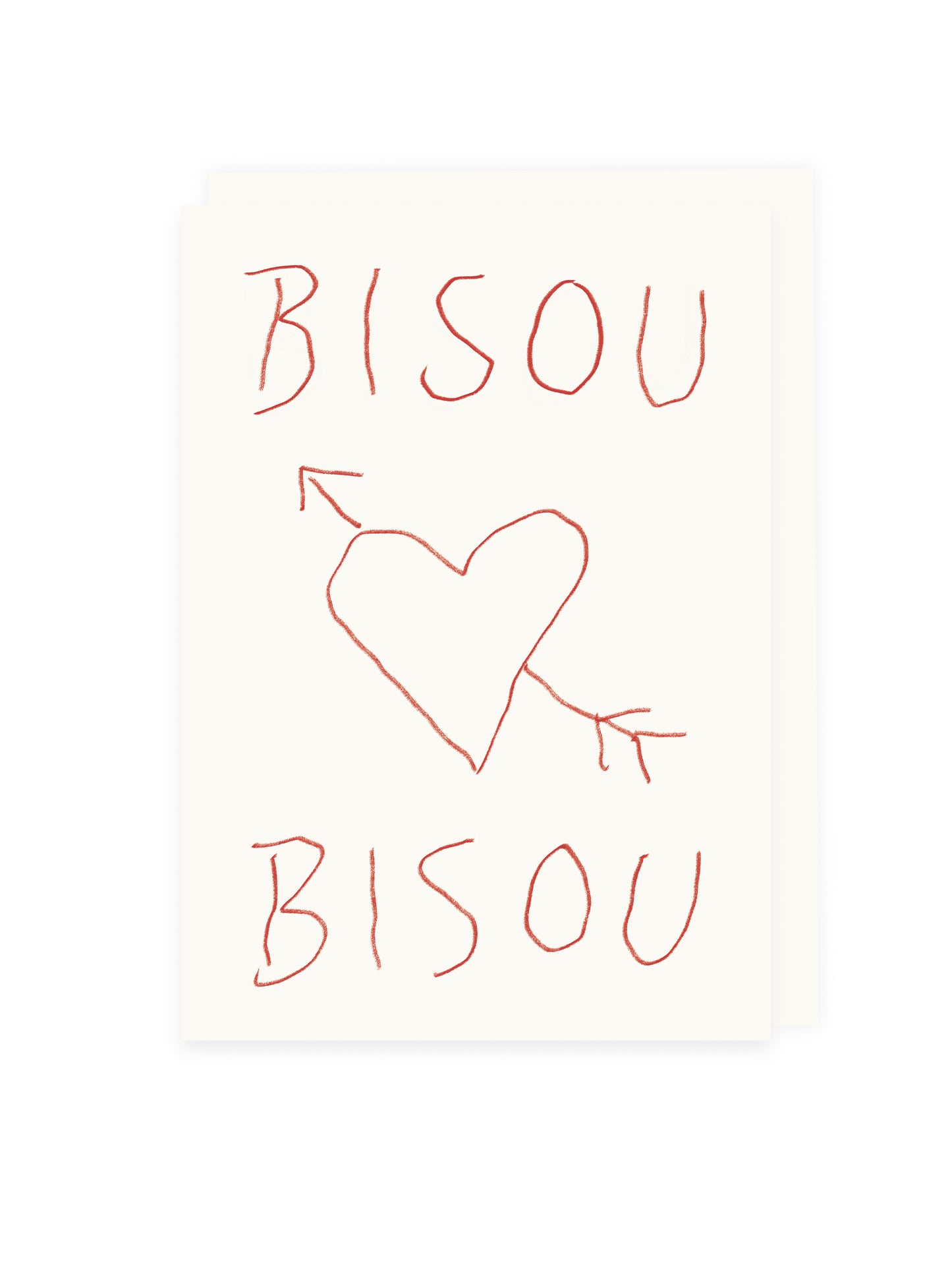 Klappkarte 'Bisou Bisou' (Risographie)