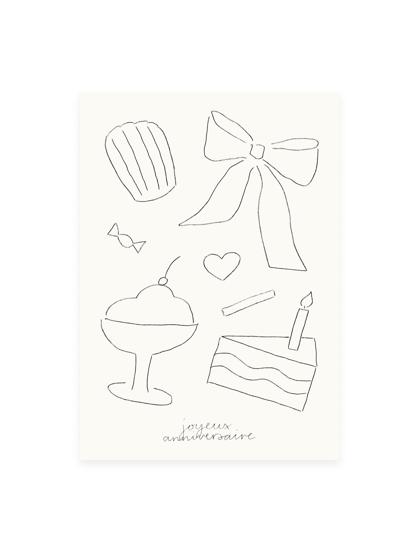 Postkarte 'Joyeux Anniversaire' (Risographie)