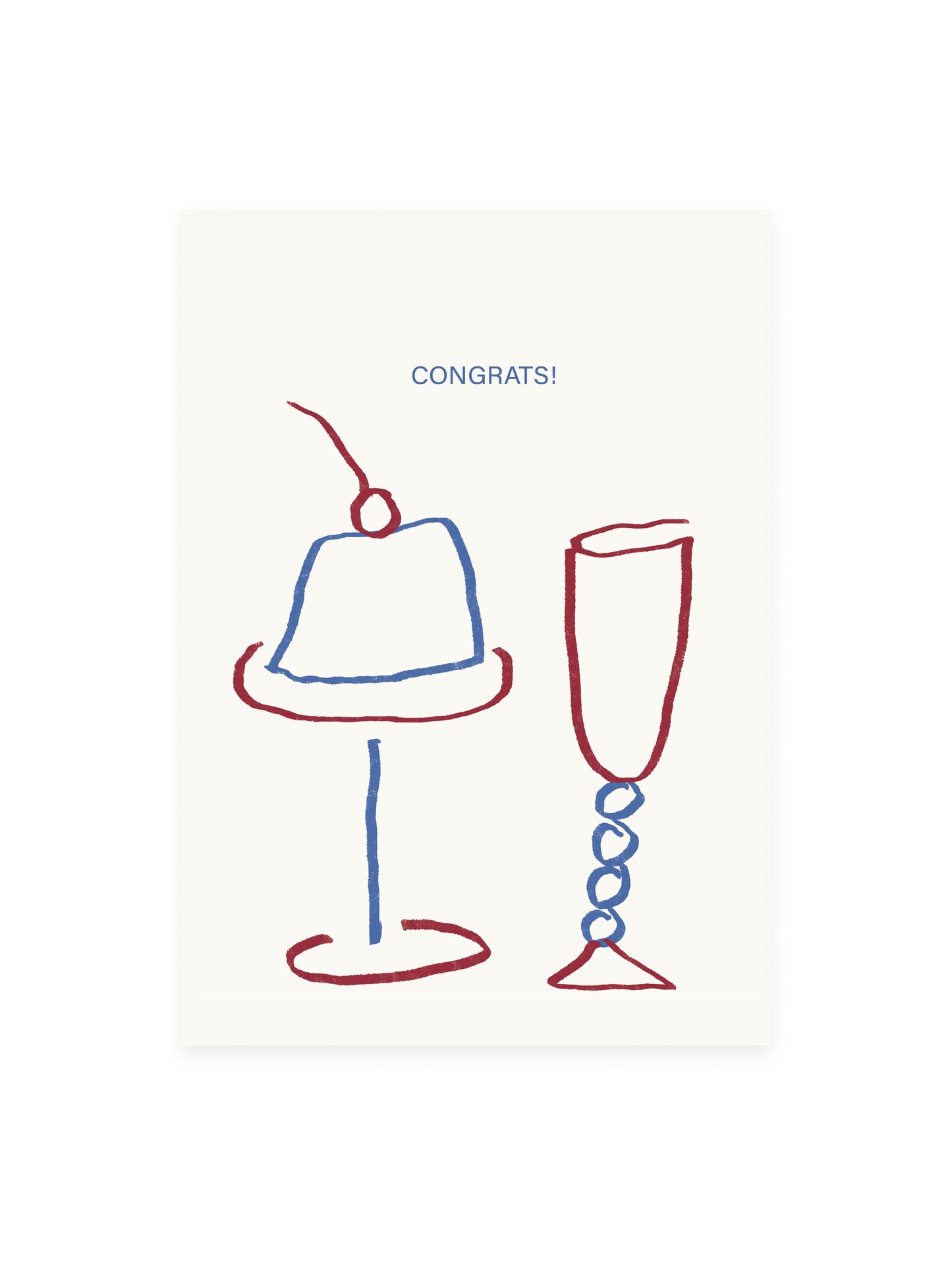 Postkarte 'Congrats!' Gläser (Risographie)