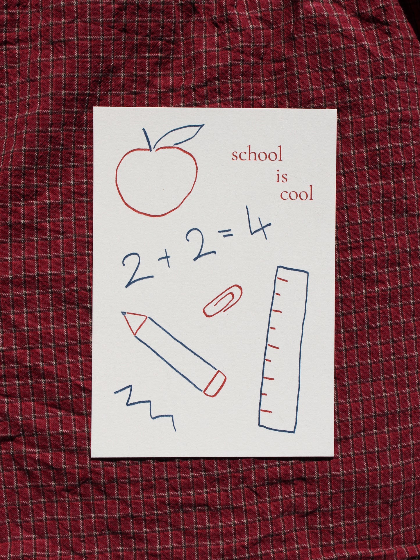 Postkarte 'school is cool' (Risographie)