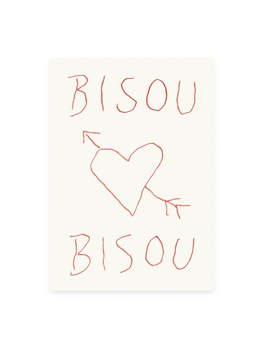 Postkarte 'Bisou Bisou' (Risographie)