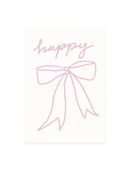 Postkarte 'happy' Schleife