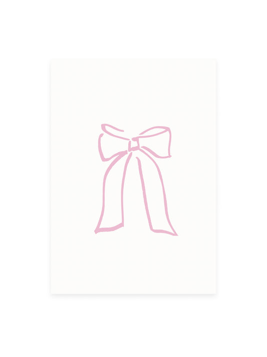 Postkarte Schleife Rosa