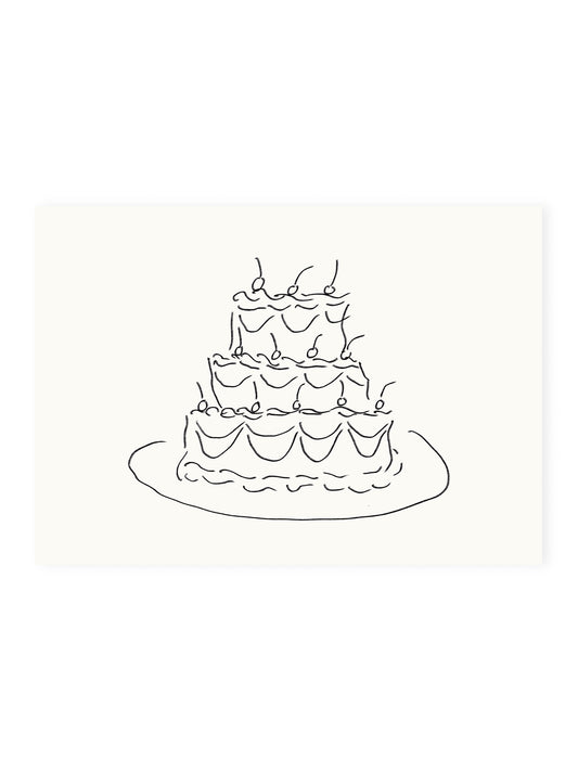 Postkarte Hochzeitstorte (Risographie)