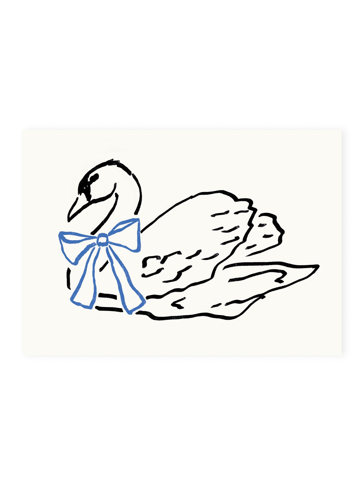 Postkarte Schwan mit Blauer Schleife (Risographie)
