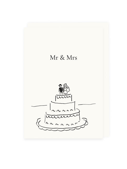 Klappkarte 'Mr & Mrs' Hochzeitstorte (Risographie)