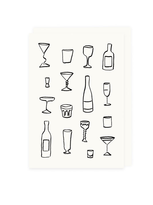 Klappkarte Drinks (Risographie)