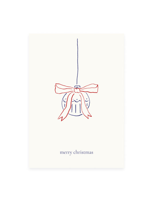 Postkarte 'merry christmas' Christbaumkugel (Risographie)