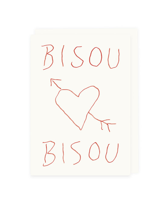 Klappkarte 'Bisou Bisou' (Risographie)