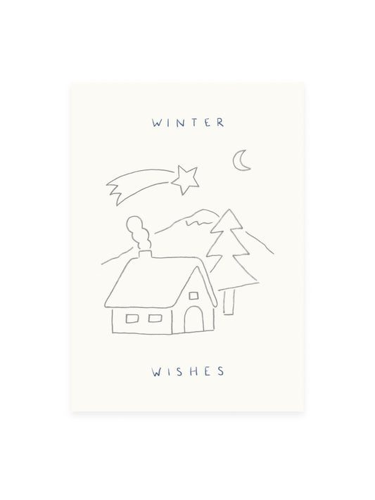 Postkarte 'Winter Wishes' (Risographie)