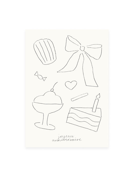 Postkarte 'Joyeux Anniversaire' (Risographie)