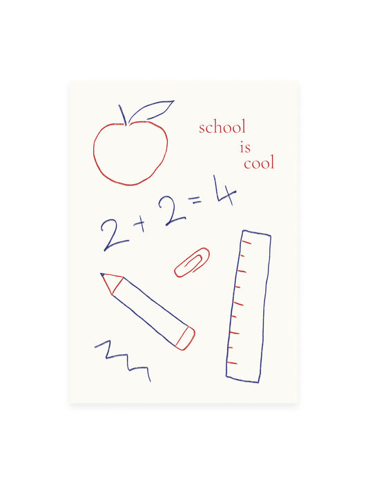 Postkarte 'school is cool' (Risographie)