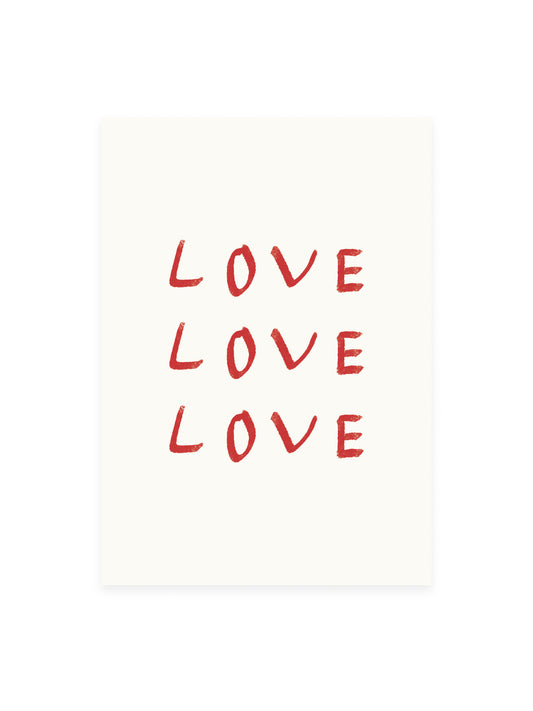 Postkarte 'Love Love Love' (Risographie)